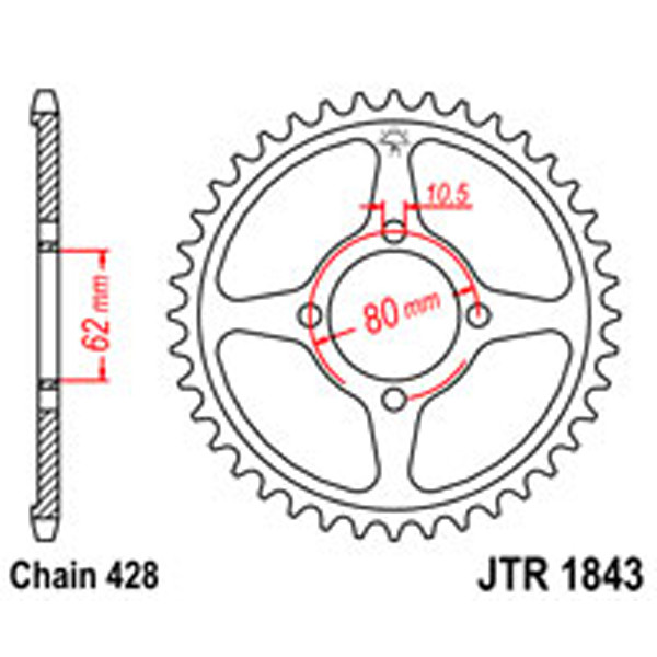JT JT Rear Sprockets R/W 1843-49 YAM